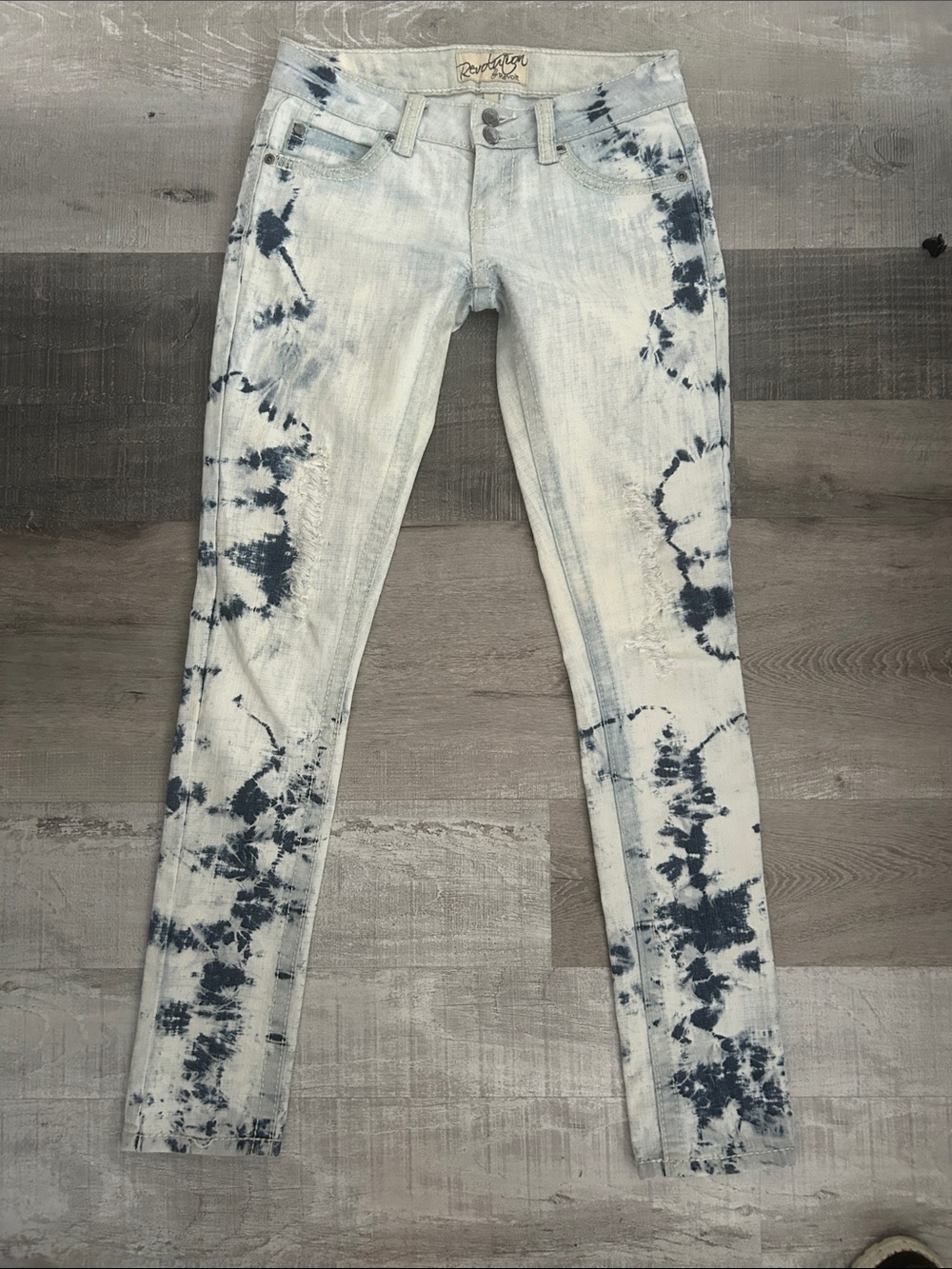 Revolt Jeans Light Blue and Dark Blue Tie-Dye Skinny Jeans